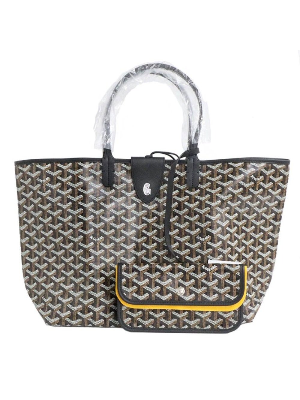 Goyard Saint Louis PM Black Tote Din Canvas Leather with Clip